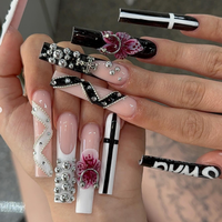Faux ongles à presser faits main en acrylique, longs et rectangulaires, vente en gros d'usine