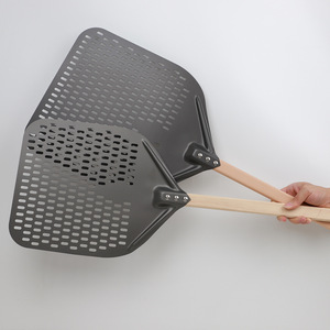 <span class=keywords><strong>Pelle</strong></span> à <span class=keywords><strong>pizza</strong></span> en acier inoxydable perforé avec manche en bois détachable, rectangulaire, professionnelle, en métal, compatible lave-vaisselle, pour retourner la <span class=keywords><strong>pizza</strong></span> - Product Image 3