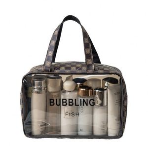 Sac cosmétique en PU avec logo personnalisé, grande capacité, transparent, portable, imperméable, pour articles de toilette et rangement, pour voyage, natation, gym - Product Image 5
