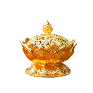 Nuovo espositore per bruciatore di incenso set di bronzo bruciatore di incenso supporto per bruciatore di incenso Mubkhar Cense in metallo dorato di lusso - Product Image 5