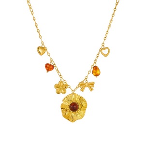 European American Cross Border Gold Plated Necklace Retro Multi Element Women Fashion Jewelry Daily Wear Zinc Alloy Chain - Product Image 5