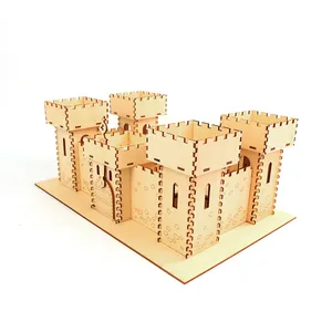 Cosplay Anak-anak Mainan Orang Dewasa 3D Puzzle Double Floor Castle 3D Kayu Miniaturas Rumah