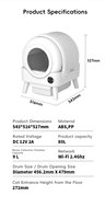 Bac à litière automatique électrique pour chat, toilette intelligente pour chat de 80 L, isolation des odeurs, nettoyage entièrement automatique pour chats