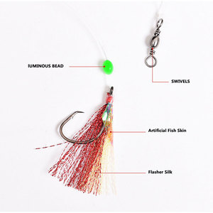 Anzuelo de pesca, barril de agua salada, aparejo intermitente giratorio, aparejos Sabiki para pesca en el mar, juego de línea de anzuelos intermitentes pargo - Product Image 4