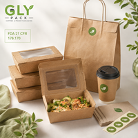 Boîte à lunch en papier kraft personnalisée avec fenêtre transparente en PET, emballage alimentaire biodégradable pour hamburgers, biscuits, à emporter