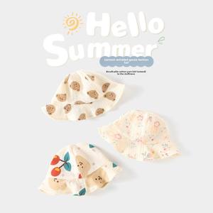 Chapeaux de bébé en gaze de coton pur pour <span class=keywords><strong>le</strong></span> printemps et l'automne Nouveau-né Protection solaire Sorties Homme Femme Élégant Pêcheur Design pour <span class=keywords><strong>le</strong></span> soleil d'été - Product Image 2