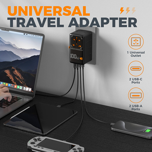 Adaptateur de voyage universel, adaptateur d'alimentation international GaN 100W, adaptateur de prise universelle pour <span class=keywords><strong>TESSAN</strong></span> - Product Image 5