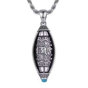 Collar con Colgante de Tubo de Sutra Giratorio de Seis Caracteres de la Verdadera Realidad para Hombre, Estilo Retro, Atrae la Suerte - Product Image 5
