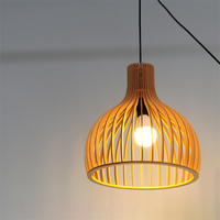 LT230101 Luminaire suspendu rond en bois Cage à oiseaux Éclairage moderne Décoration suspendue Luminaires suspendus Lustre Suspension