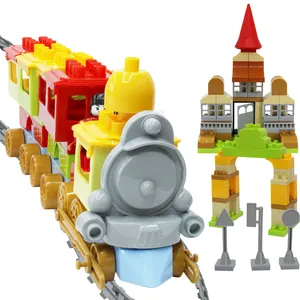 Goldkids 123 Pcs Đáng Yêu Theo Dõi TRAIN SET Mini Nhựa Giáo Dục Khối Soi Sáng Gạch Đồ Chơi