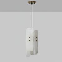 Lámpara Colgante de Alabastro de Diseño Nórdico Minimalista, Araña de Latón, Luz Blanca Cálida de 3500K, Fácil Instalación para Hotel o Casa de Huéspedes