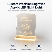 Lampe de nuit LED en acrylique avec logo personnalisé, panneau lumineux RGB, lampe de bureau, base USB, cadeau, présentoir