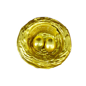 Nid d'oiseau doré rouge vif 9 cm, modèle en métal, décoration d'intérieur, article cadeau - Product Image 1
