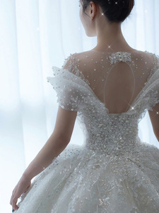 New <b>Bride</b> Princess Tail Tail High -level Texture Luxury Heavy Work Lace Women Wedding Dresses - Product Image 4
