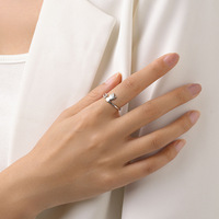 Bijoux d'animaux mignons personnalisés, style coréen, argent sterling 925, insert zircon, anneaux ouverts pour femmes