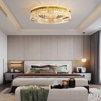 Lustre moderne en cristal de fer avec finition dorée et éclairage LED pour salon et plafond de maison