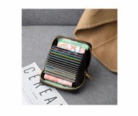 BOSTANTEN Dompet Tempat Kartu Kredit Kulit Imitasi Minimalis Perlindungan RFID Dompet Koin Wanita Kecil Warna Hitam