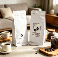 Sacs d'emballage en papier personnalisés écologiques, biodégradables, en kraft, pour café en grains, avec fermeture éclair