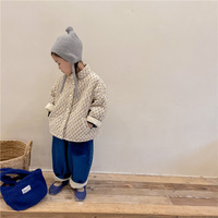 Veste matelassée en coton éponge à col roulé, style coréen, couleur unie, à boutonnage simple, motif dessin animé, pour filles, collection automne-hiver 2026