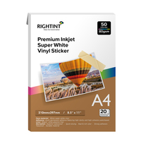 Papel Adhesivo Transparente de PET Acrílico para Impresión de Inyección de Tinta, Superficie Lisa, Resistente al Agua, 50 micras, Película Adhesiva Activada por Agua, Calcomanías, Enmascaramiento