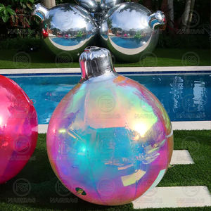 Pohon Natal bola besar mengkilap holografik raksasa ornamen natal PVC tiup bola cermin raksasa bola cermin balon - Product Image 3