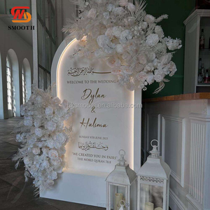 Smooth Elegant Acrylic Wedding Welcome Sign With LED <b>Light</b> And Floral Decoration For Wedding Entrance - Product Image 1