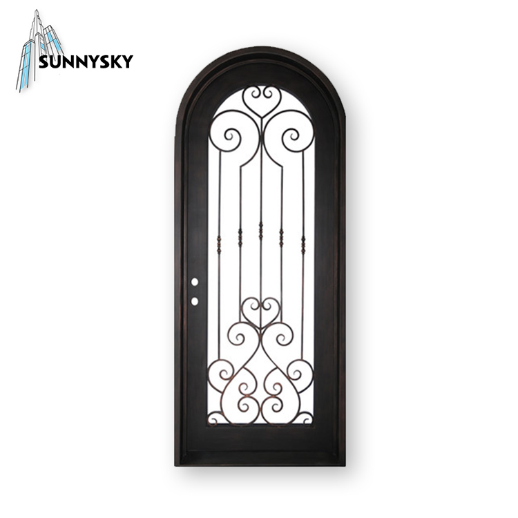 Modern house front door design double entrance full glass storm iron doors