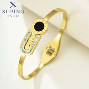 TTM xuping joyería moda elegante simple oro plateado circón brazaletes para mujeres 14K joyería de acero inoxidable