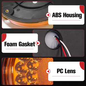 2 feux arrière ronds ambre à 36 LED de 7 pouces avec montage en surface à 4 trous pour camping-cars, camions, remorques, bus, fourgonnettes, étanches IP65 - Product Image 4