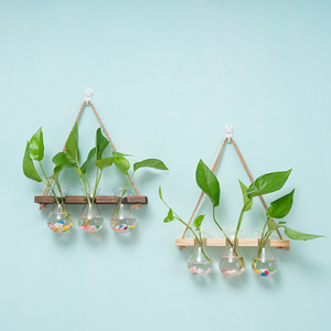 <span class=keywords><strong>Vase</strong></span> en verre transparent suspendu en <span class=keywords><strong>bois</strong></span>, <span class=keywords><strong>vase</strong></span> <span class=keywords><strong>mural</strong></span> hydroponique rétro créatif, décoration de salon, ornements, <span class=keywords><strong>vase</strong></span> <span class=keywords><strong>mural</strong></span> en verre - Product Image 1