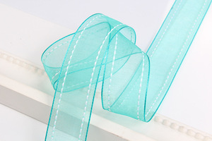 Nastro in Organza di Poliestere Bianco a Doppia Faccia con Punti Salto, Larghezza 2,5 CM, Pronto per la Consegna, per Decorazioni Regalo - Product Image 5