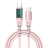 Kabel USB C ke C Silikon Layar LED Berkualitas Tinggi 3A Pengisian Cepat Paduan Seng untuk iPhone 16 Adaptor Pengisi Daya USB 100W
