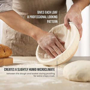 Factory Customize Banneton <b>Bread</b> Proofing <b>Basket</b> Sourdough Proofing <b>Bread</b> 9 Inch Rattan <b>Baskets</b> with Cloth Liners - Product Image 5