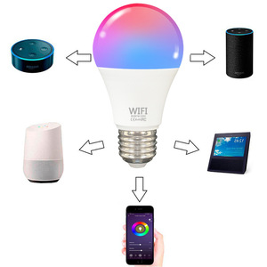 Ampoule LED intelligente WiFi+BT 5 canaux RGBCW, lumière changeante de couleur <span class=keywords><strong>à</strong></span> intensité variable, fonctionne avec la commande vocale Alexa, ampoule E27 - Product Image 4