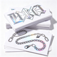 Autocollants tendance Haoxuan : lettres abstraites holographiques en PVC, chaîne métallique, motifs géométriques, décalcomanies brillantes UV en feuille d'argent