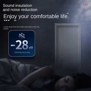 Porte en bois massif insonorisée et sans peinture maison chambre intérieure porte pré-suspendue en cuir prix de gros porte plate d'usine - Product Image 5