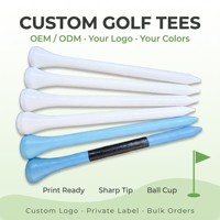 Tees de golf personnalisés avec impression de logo, prêts à l'emploi, en bois à pointe acérée, pour marque privée, couleurs personnalisées, OEM ODM, accessoires de golf
