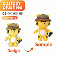Mascotte en peluche personnalisée Explorer Tiger, personnage de marque en peluche douce, peluche rembourrée OEM ODM, logo personnalisé, cadeau promotionnel d'entreprise, vente en gros