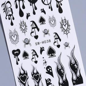 Pegatinas <span class=keywords><strong>de</strong></span> Uñas 5D con Diseño <span class=keywords><strong>de</strong></span> Reina <span class=keywords><strong>de</strong></span> <span class=keywords><strong>Picas</strong></span>, Llama y Telaraña, Decoraciones <span class=keywords><strong>de</strong></span> Uñas con Corazón y Purpurina Roja y Negra para Halloween - Product Image 5