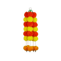 Fournitures pour mariages indiens, décorations festives pour Diwali et Jour des Morts, arrangements floraux courts de fleurs de souci avec accents de feuilles, en plastique rond