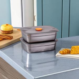 Stainless Steel Food Storage Containers Rectangle Clip-on Lid Refrigerator Airtight Household <b>Lunch</b> <b>Box</b> - Product Image 1