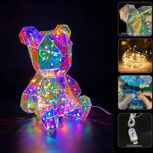 Lámpara de Osito de Peluche Iridiscente, Figura de Oso Holográfica Prismática, Luz Nocturna LED 3D para el Día de San Valentín, Graduación, Regalo Promocional - Product Image 5