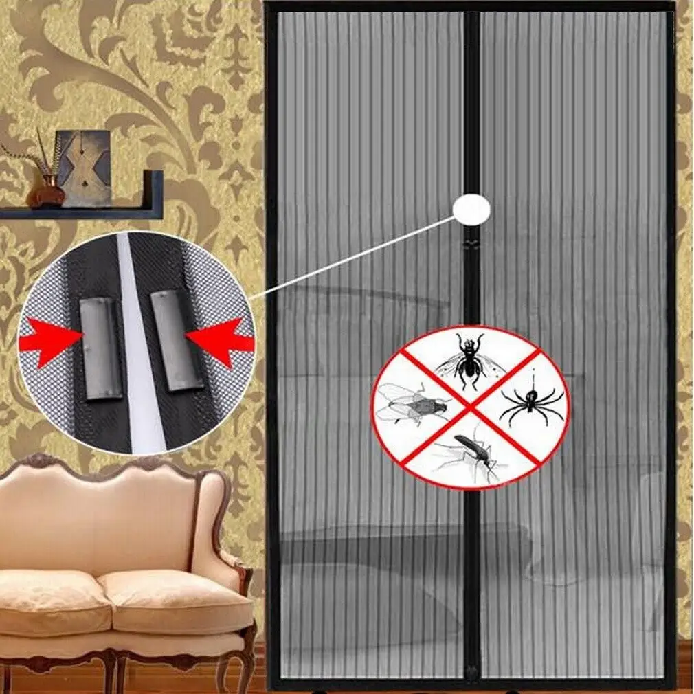 Moustiquaire de porte magnétique sans poinçon pour la maison, rideaux de porte en maille anti-insectes et mouches, écran de porte à fermeture automatique pour la cuisine