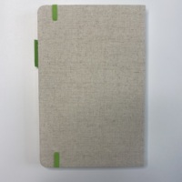 Carnet A5 en lin blanc personnalisé en gros, couverture rigide en tissu avec bande élastique et poche intérieure