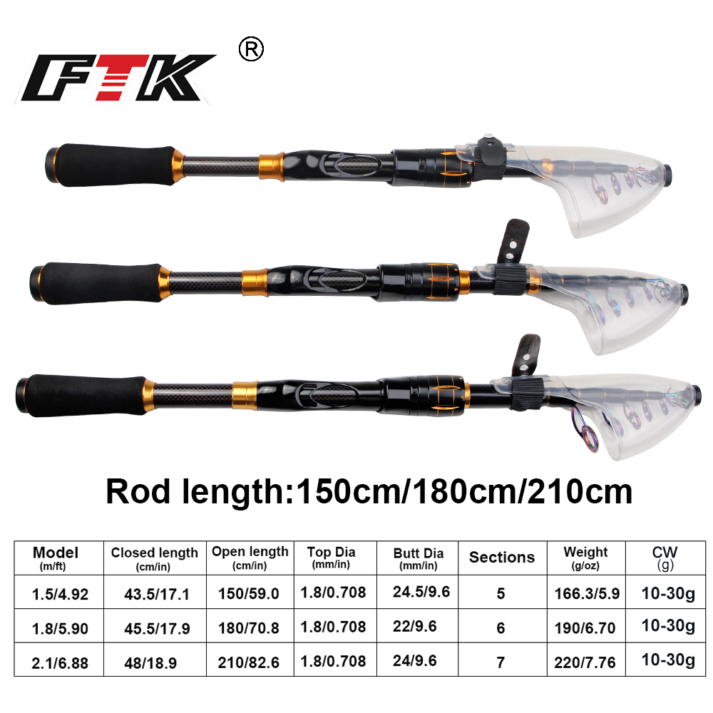 FTK Telescopic Fishing Rods - Durable Carbon Fiber Options