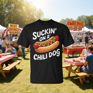 T-shirt Suckin On A Chili Dog, t-shirt grafica unisex per adulti, taglia media - Product Image 3
