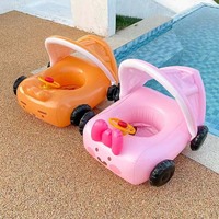 Bouée de piscine gonflable mignonne pour bébé avec auvent détachable bouée de piscine pour bébé anneau de natation nouveau lancement de produit personnalisé en PVC rose