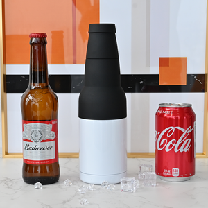 Refroidisseur de canettes fin en acier inoxydable avec logo personnalisé, revêtement poudré, 2-en-1, droit, portable, pour voyage, 12 oz - Product Image 5