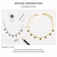 Collier Station Disque Noir en Acier Inoxydable, Coquille Blanche, Acrylique, Plaqué Or 14K sous Vide, Sept Breloques
