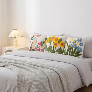 Nouvelle housse <span class=keywords><strong>de</strong></span> coussin <span class=keywords><strong>de</strong></span> tête <span class=keywords><strong>de</strong></span> <span class=keywords><strong>lit</strong></span> et <span class=keywords><strong>de</strong></span> soutien lombaire en chenille brodée, style pastoral, pour la maison et le bureau, avec coton 7D haute élasticité - Product Image 2